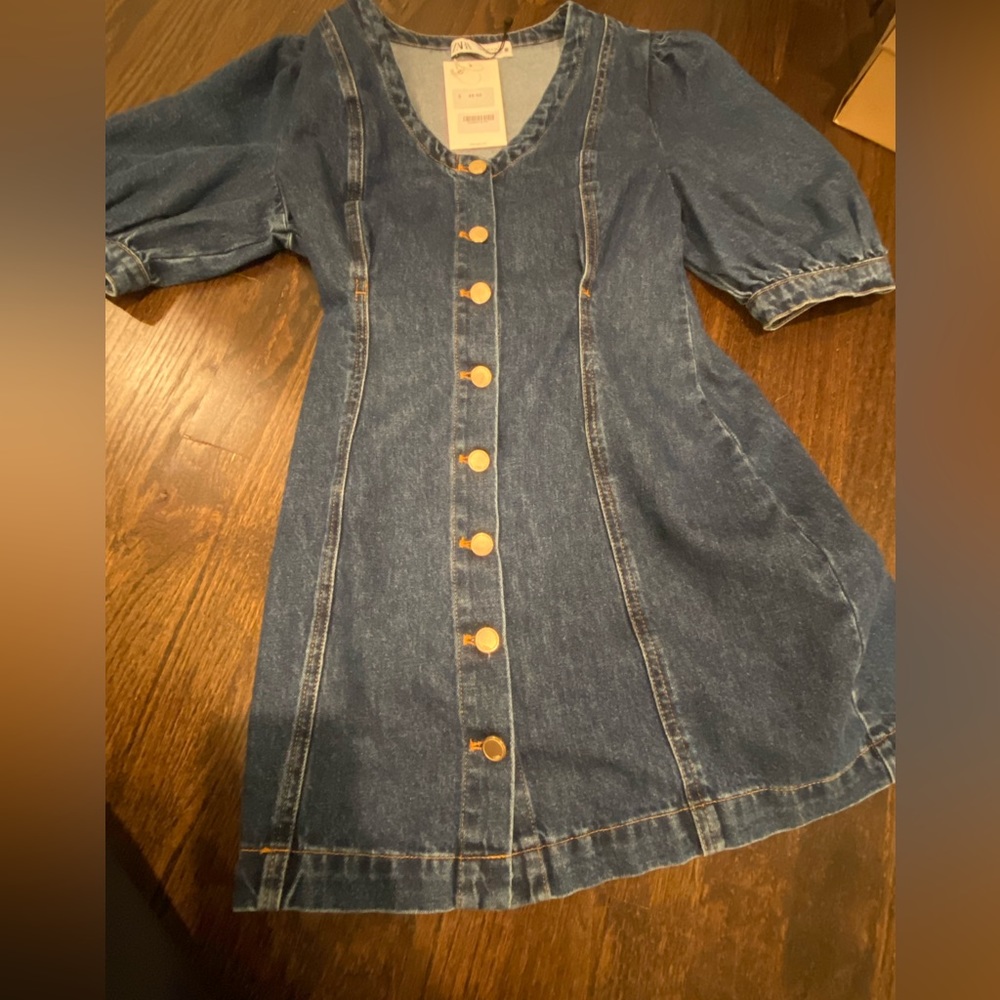 Blue denim mini dress